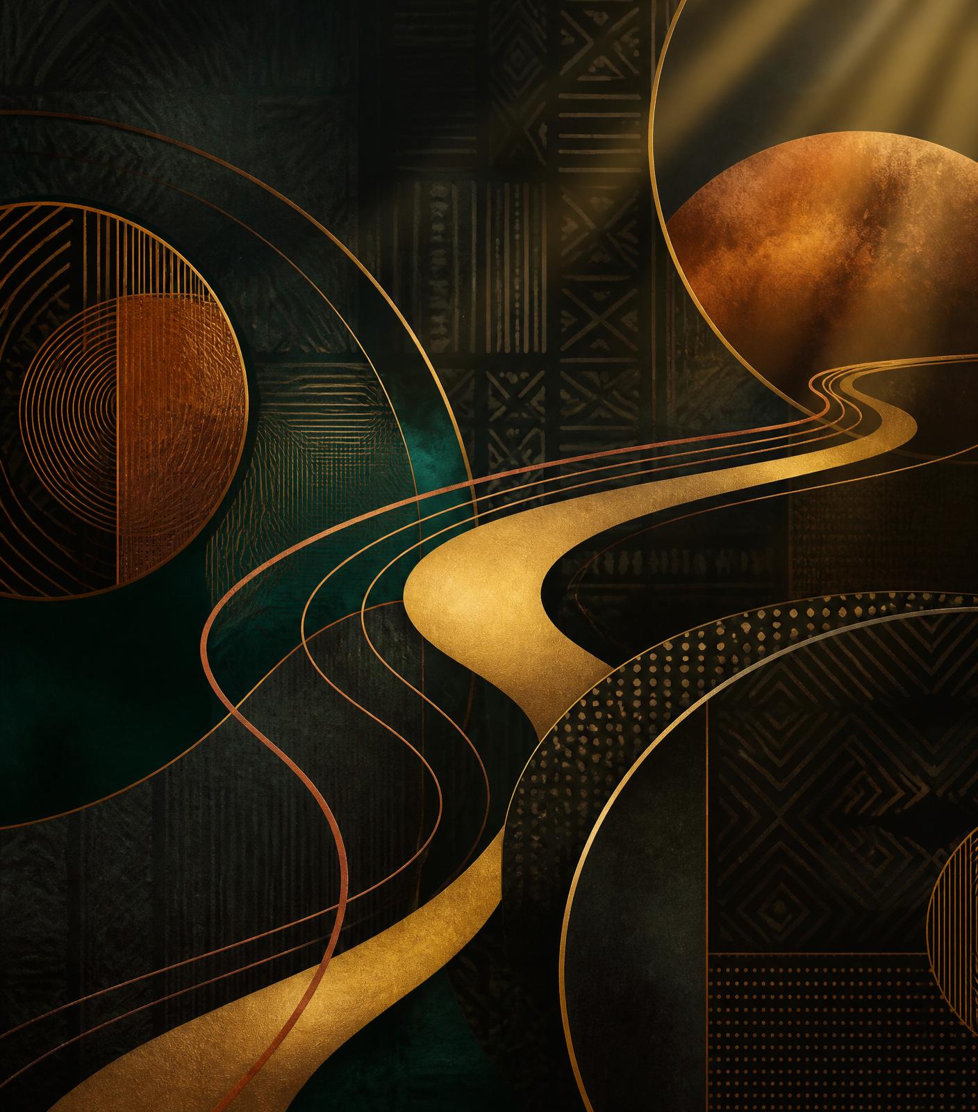 Abstract composition representing pathways, opportunity, and connection